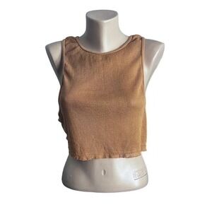 We The Free Camel Brown Knit Crop Top‎ Sleeveless Tank Boho Chic Summer Medium